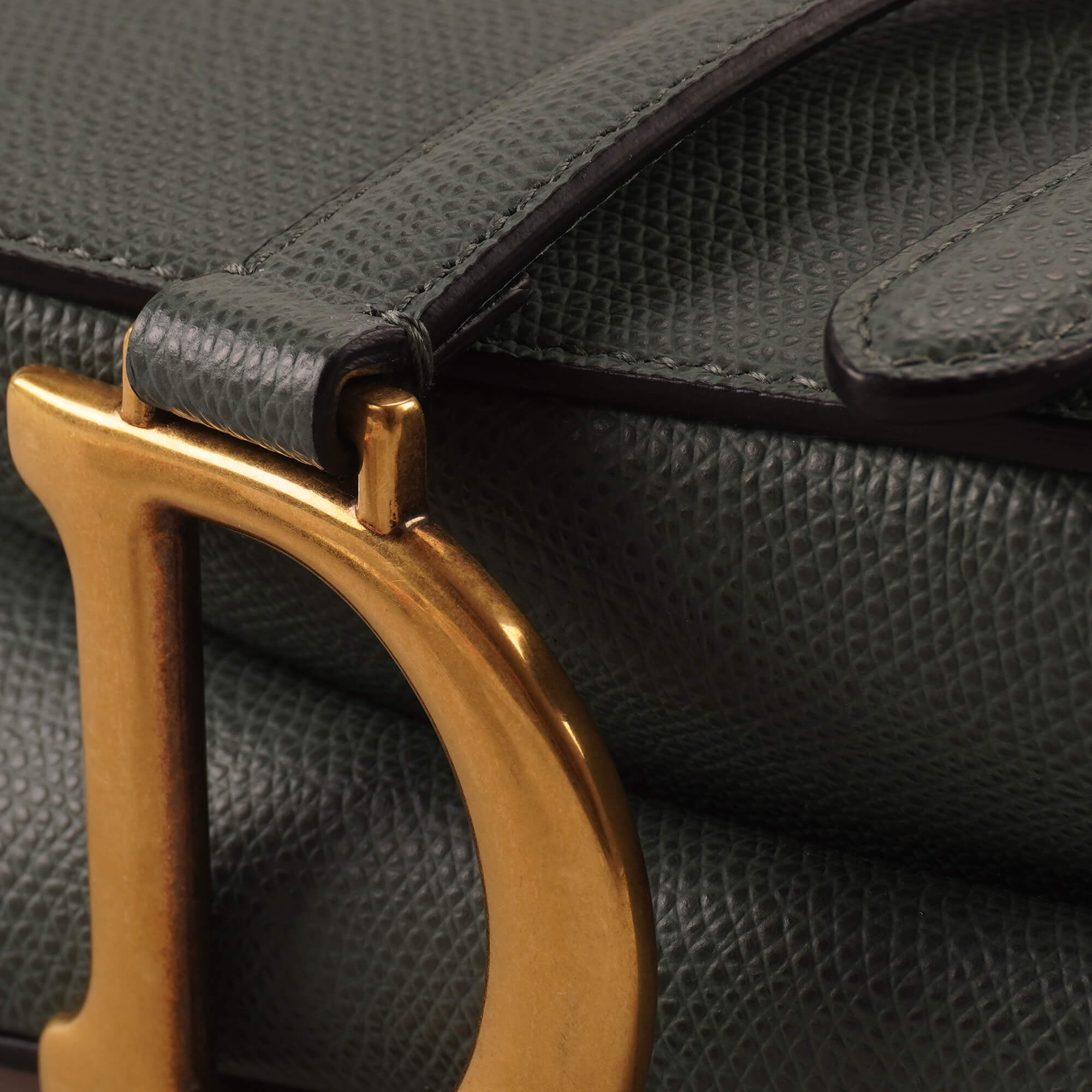 Christian Dior - Cedar Green Grained Leather Saddle Bag 